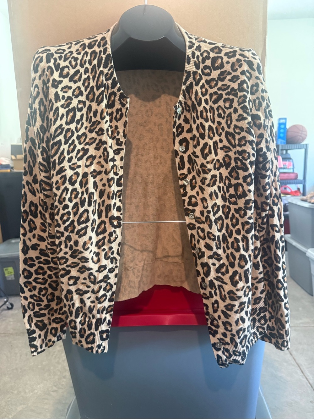 Leopard Print Women’s Cardigan Jacket - Tan and Black mp49